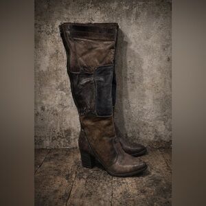 Mjus Patchwork Leather Boots knee-high multicolor brown green blue Size 36 EUC